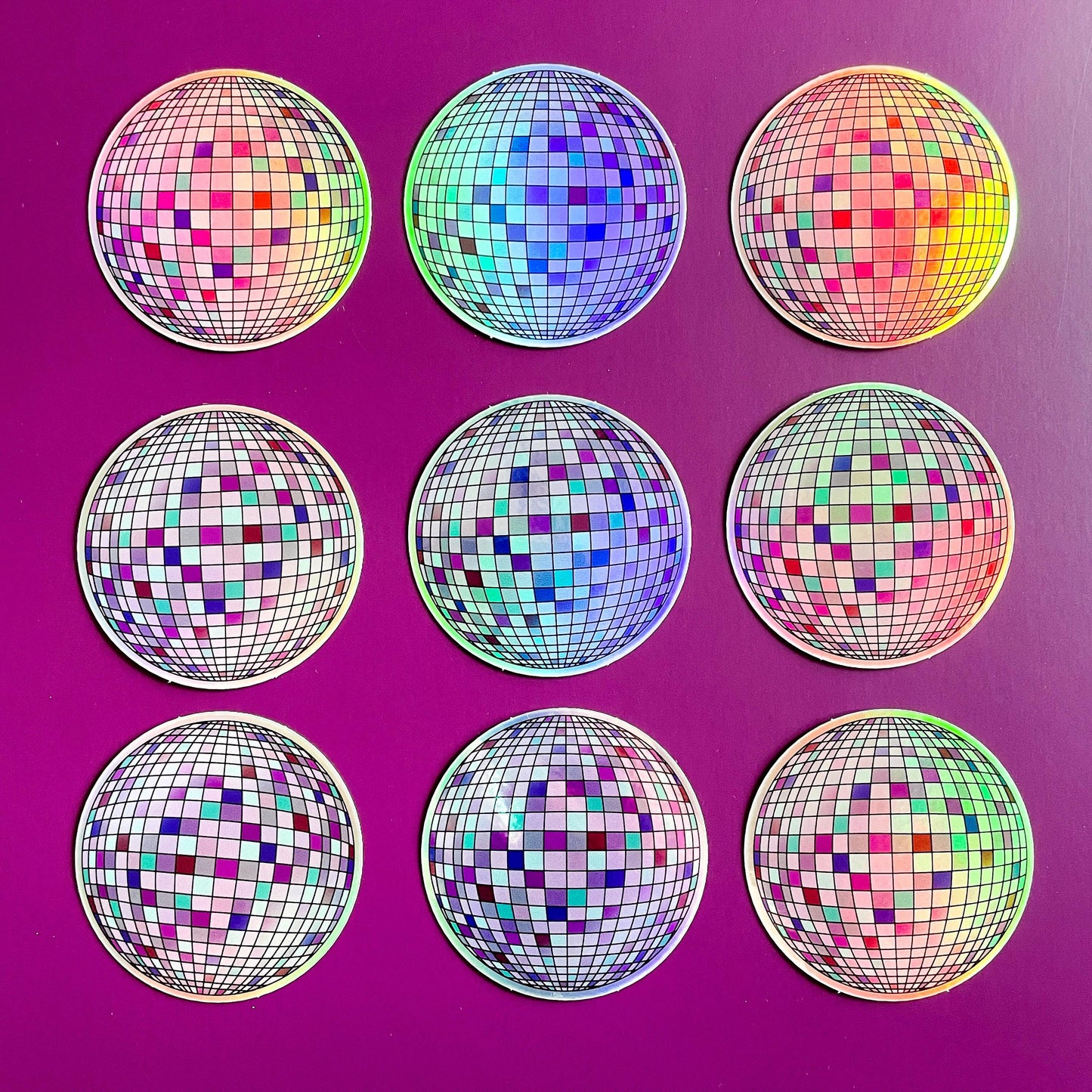 Colorful Disco Ball Holographic Sticker