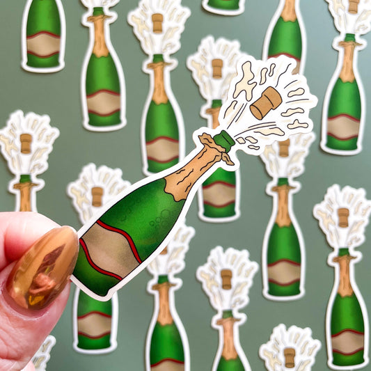 Popping Champagne Bottle Sticker
