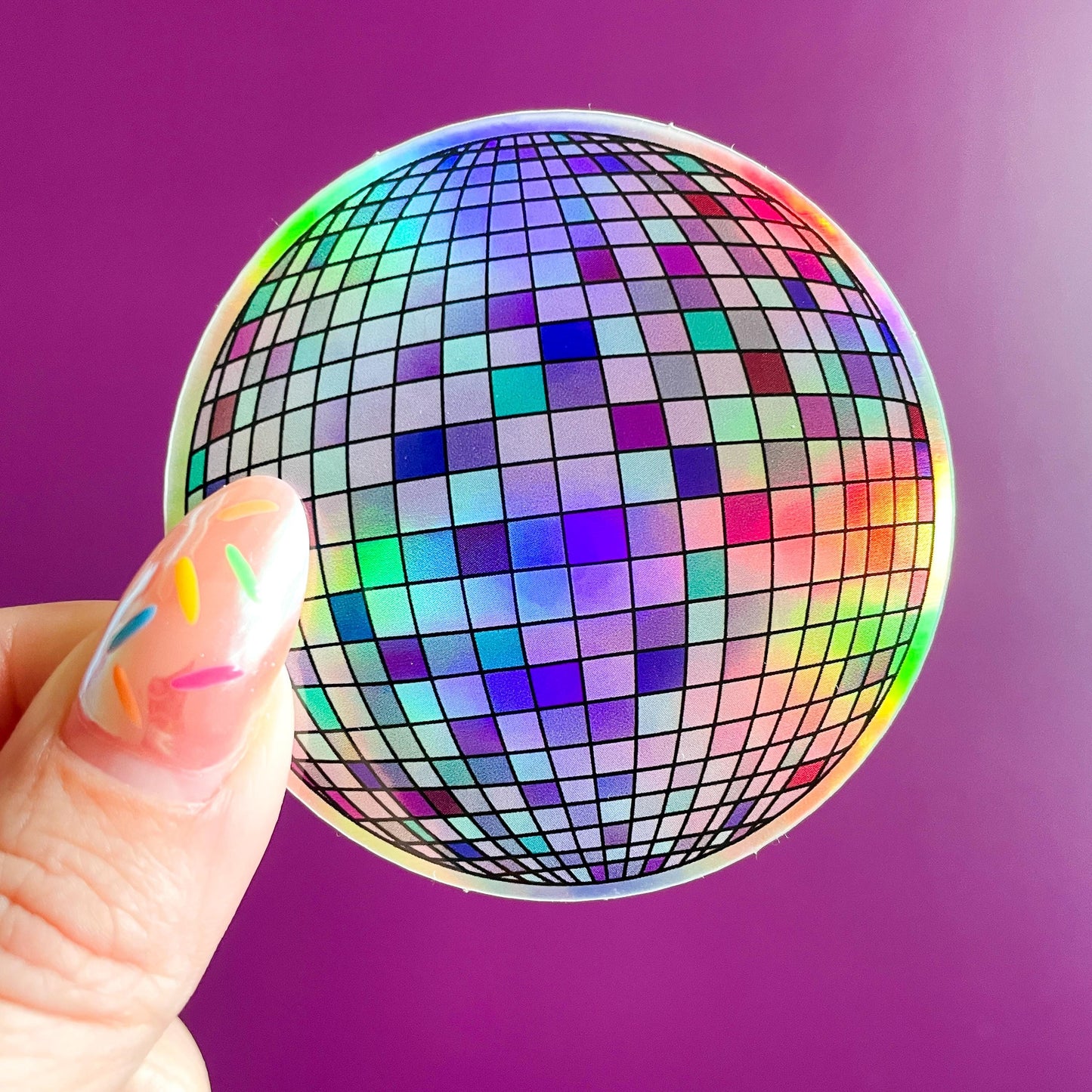 Colorful Disco Ball Holographic Sticker
