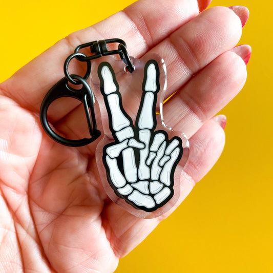 Skeleton Peace Sign Keychain