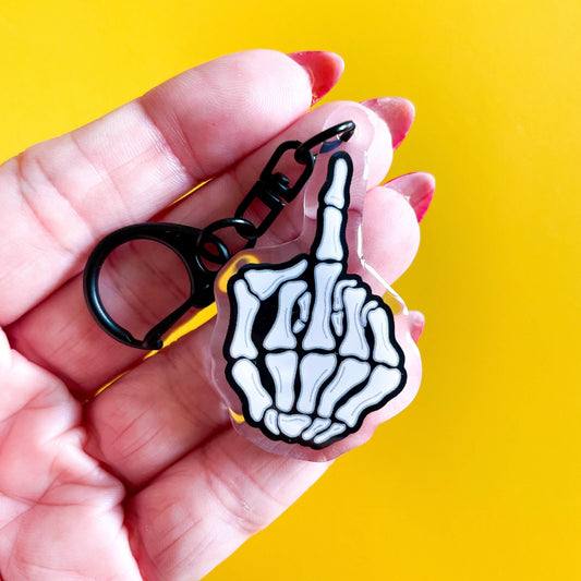 Skeleton Middle Finger Keychain