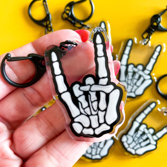 Skeleton Rock On Keychain
