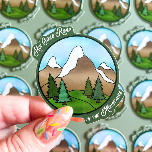 Hot Girls Read in the Mountains Sticker