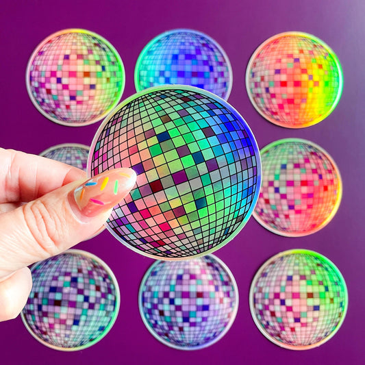 Colorful Disco Ball Holographic Sticker