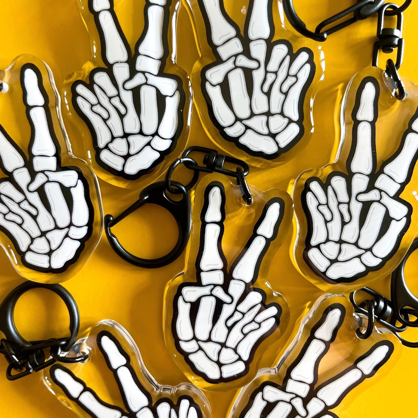 Skeleton Peace Sign Keychain