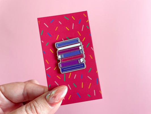 Book Stack Enamel Pin