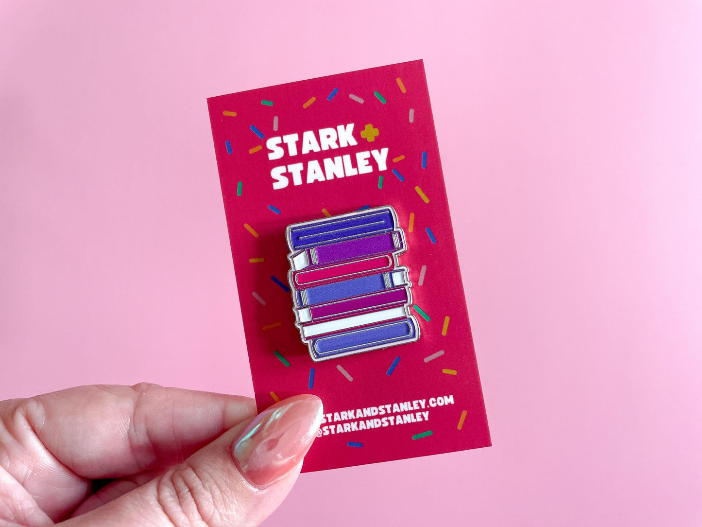 Book Stack Enamel Pin