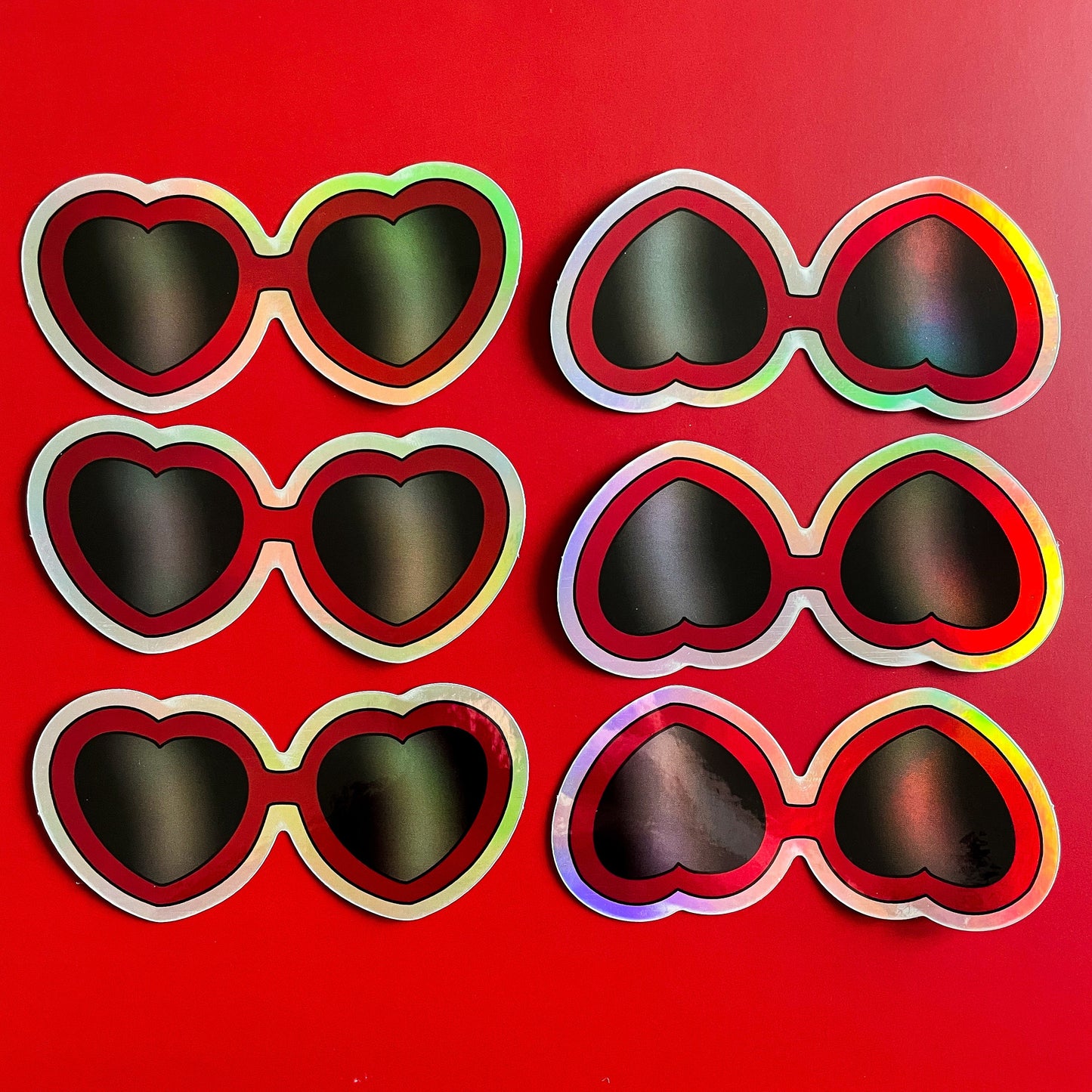 Heart Sunglasses Holographic Sticker