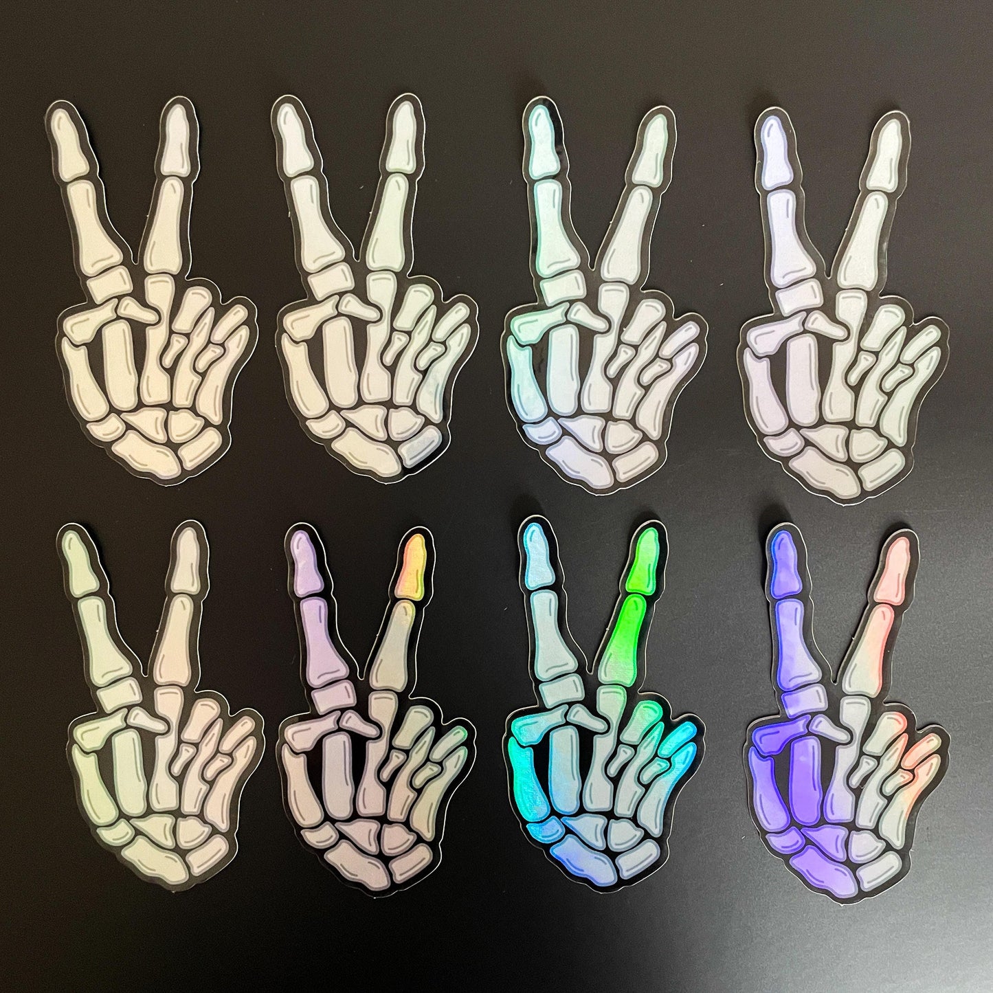 Skeleton Peace Sign Holographic Sticker