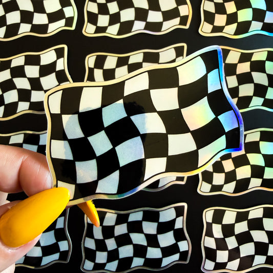 Checkered Flag Holographic Sticker