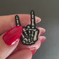 Skeleton Rock On Sign Enamel Pin